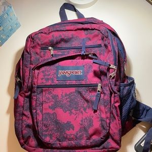 Purple & Blue Floral Jansport Big Student Backpack
